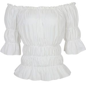 Women Off The Shoulder Top Renaissance Blouse Pirate Shirt Short Sleeve Shirt